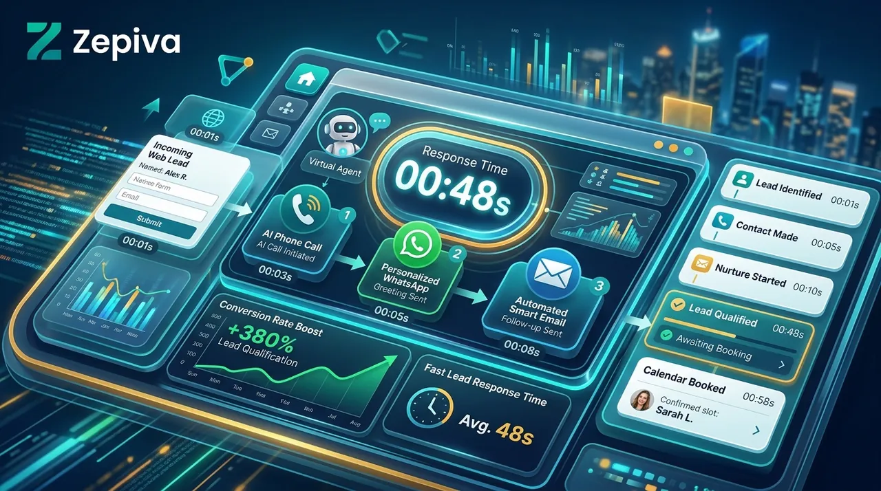 Zepiva Instant Multi-Channel Lead Follow-Up Automation - 60-Second Speed to Lead Workflow across Voice, WhatsApp, and Email