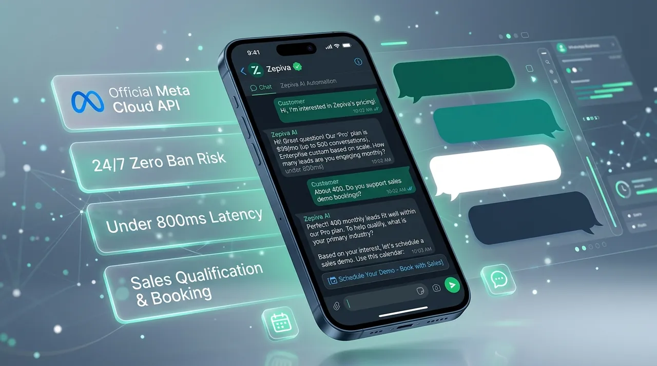 Zepiva Official Meta WhatsApp Cloud API Automation - 24/7 AI Messaging, Lead Qualification, and Booking